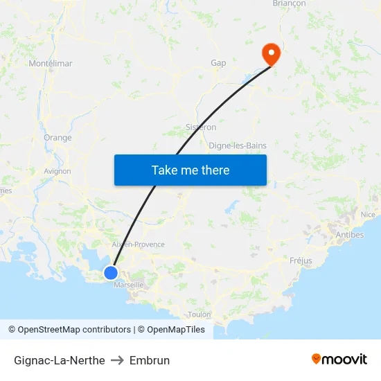 Gignac-La-Nerthe to Embrun map