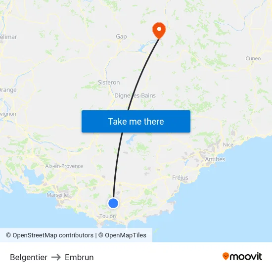 Belgentier to Embrun map