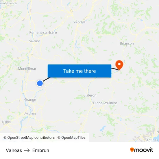 Valréas to Embrun map