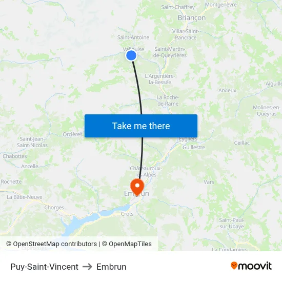 Puy-Saint-Vincent to Embrun map