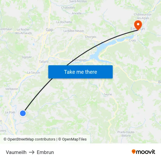 Vaumeilh to Embrun map