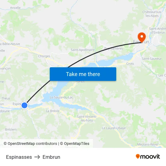 Espinasses to Embrun map