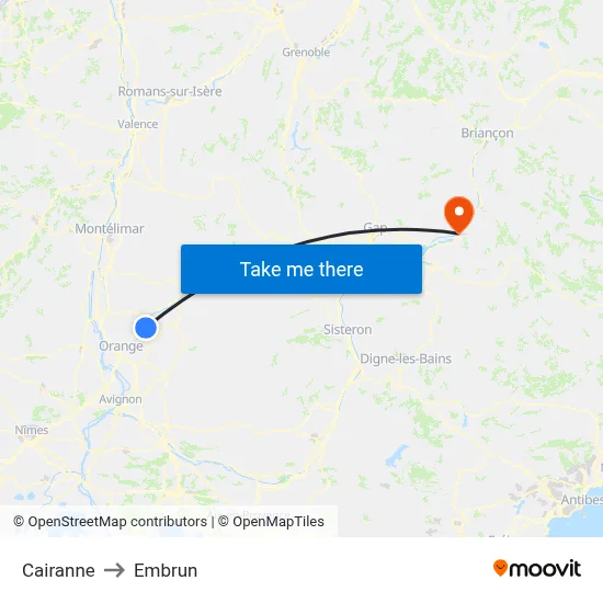Cairanne to Embrun map