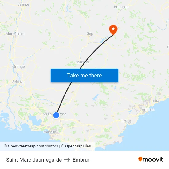 Saint-Marc-Jaumegarde to Embrun map