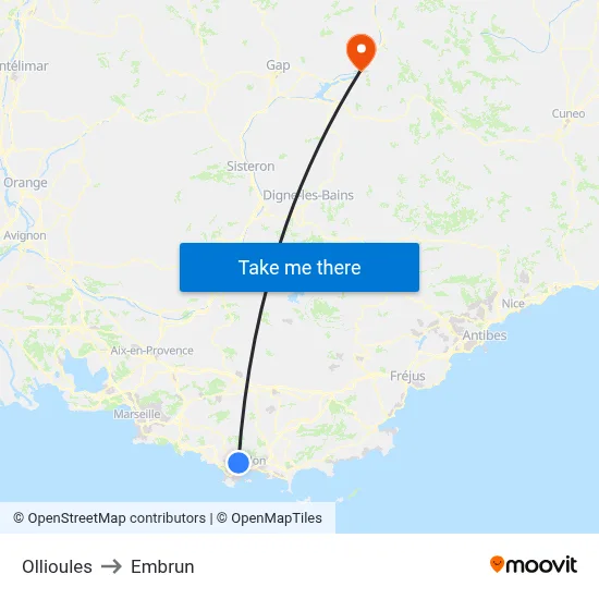 Ollioules to Embrun map