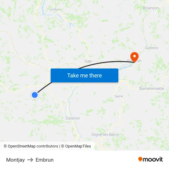 Montjay to Embrun map