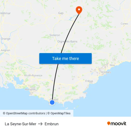 La Seyne-Sur-Mer to Embrun map