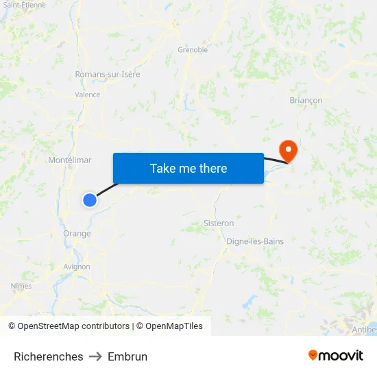 Richerenches to Embrun map