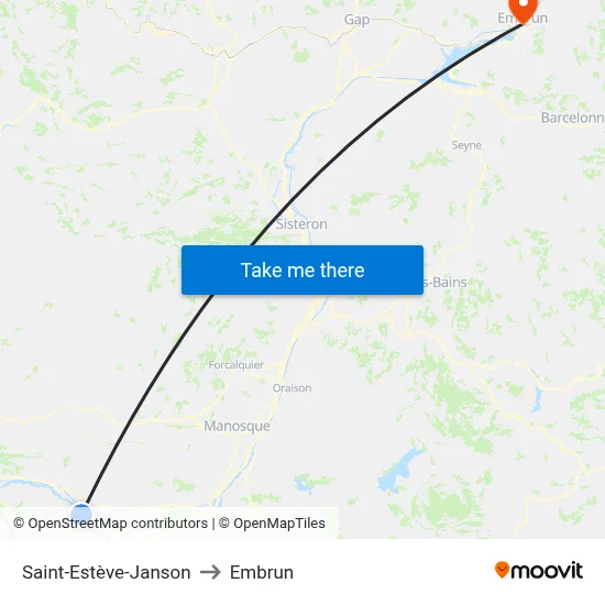 Saint-Estève-Janson to Embrun map