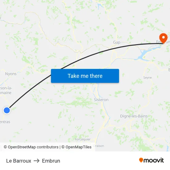 Le Barroux to Embrun map