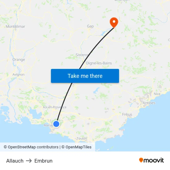Allauch to Embrun map