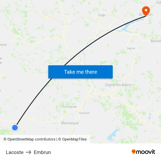 Lacoste to Embrun map