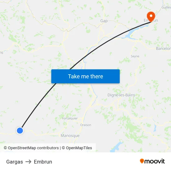 Gargas to Embrun map