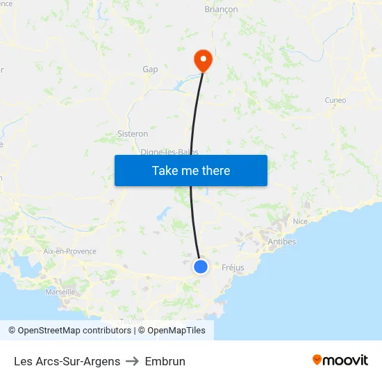 Les Arcs-Sur-Argens to Embrun map