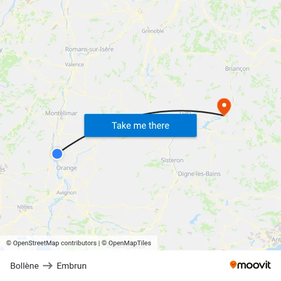 Bollène to Embrun map