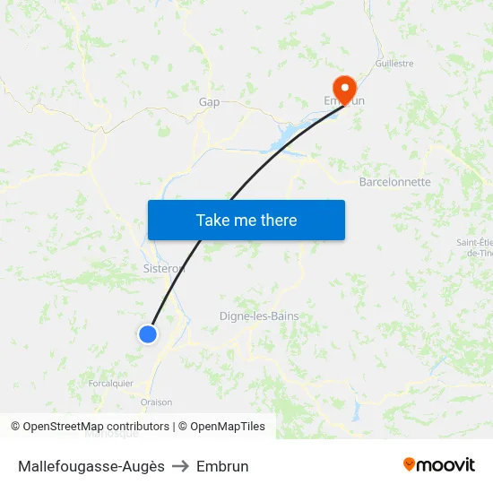 Mallefougasse-Augès to Embrun map