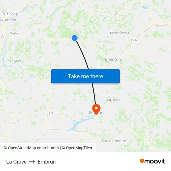 La Grave to Embrun map