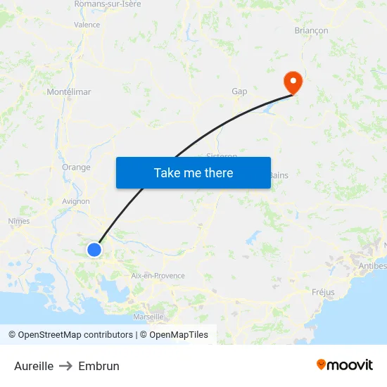 Aureille to Embrun map