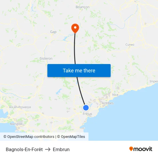 Bagnols-En-Forêt to Embrun map
