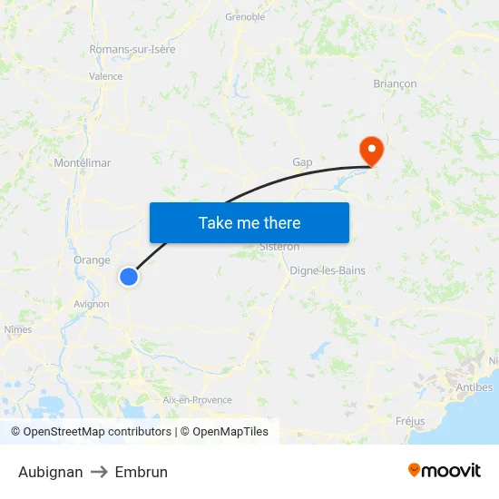 Aubignan to Embrun map