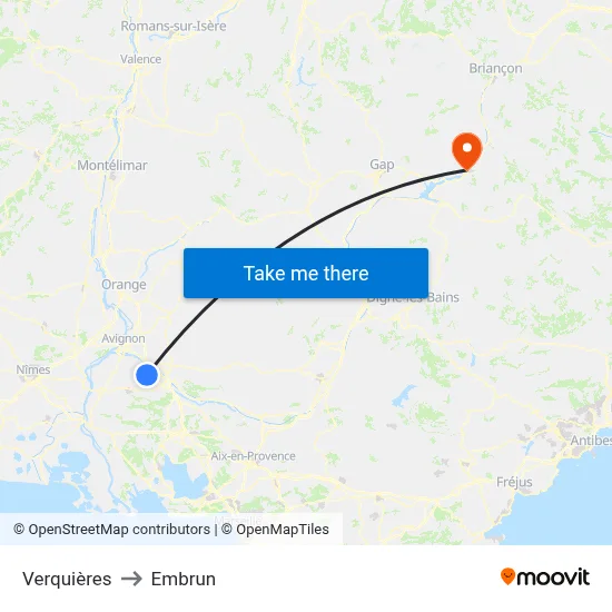Verquières to Embrun map