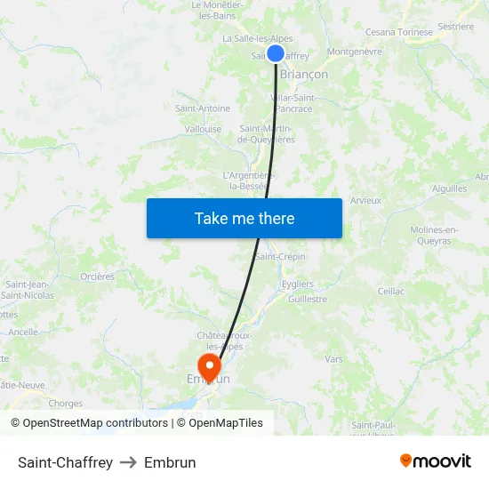 Saint-Chaffrey to Embrun map