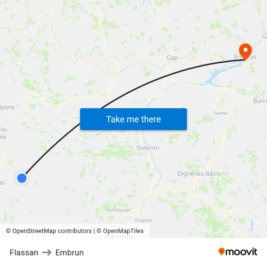 Flassan to Embrun map