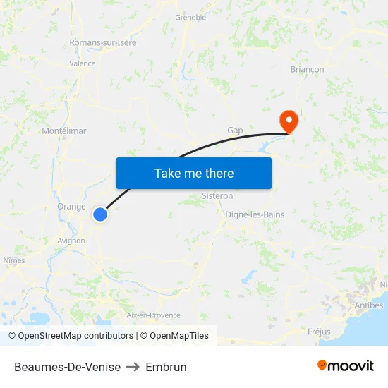 Beaumes-De-Venise to Embrun map