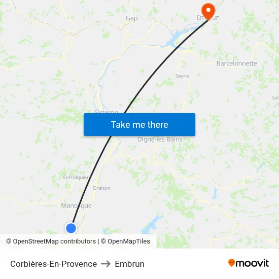 Corbières-En-Provence to Embrun map