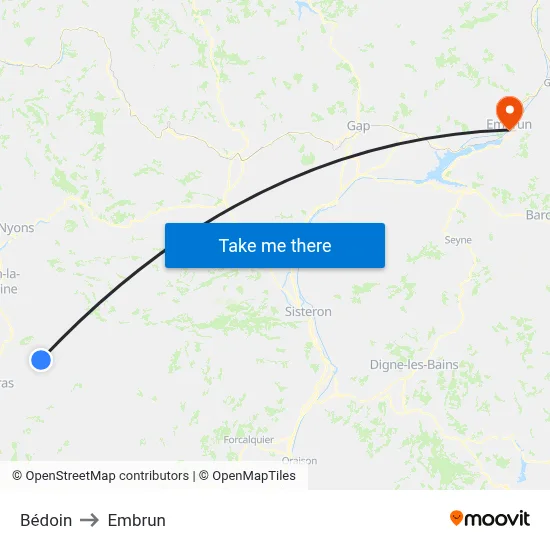 Bédoin to Embrun map