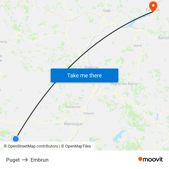 Puget to Embrun map