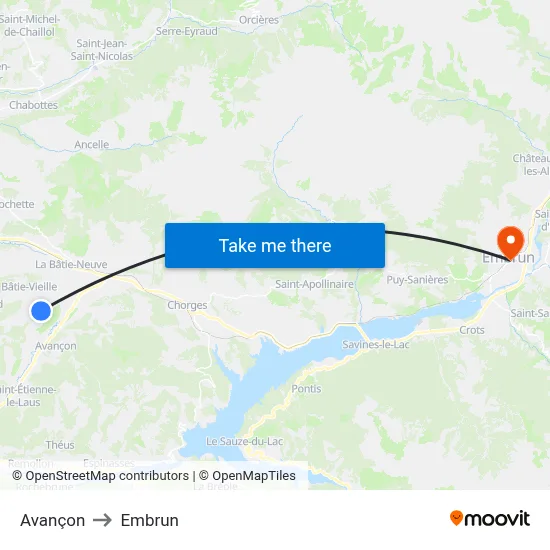 Avançon to Embrun map