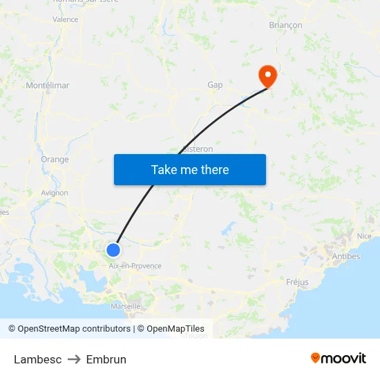 Lambesc to Embrun map