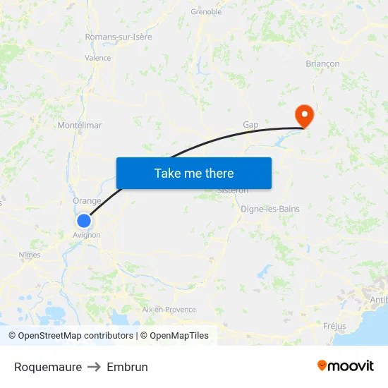 Roquemaure to Embrun map