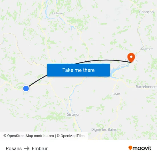 Rosans to Embrun map