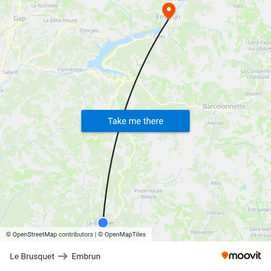 Le Brusquet to Embrun map
