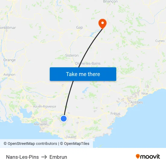 Nans-Les-Pins to Embrun map