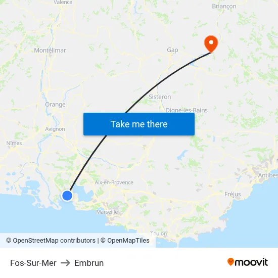 Fos-Sur-Mer to Embrun map