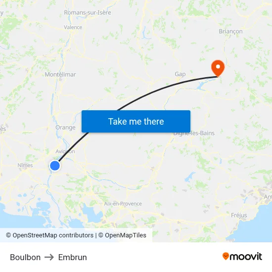 Boulbon to Embrun map