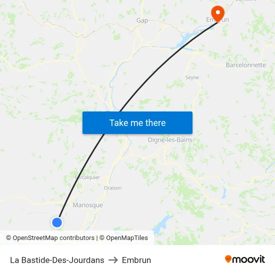 La Bastide-Des-Jourdans to Embrun map