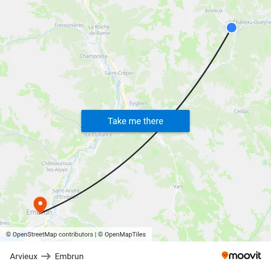 Arvieux to Embrun map