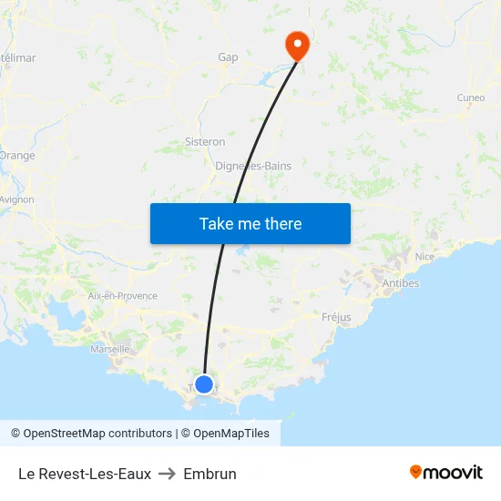 Le Revest-Les-Eaux to Embrun map