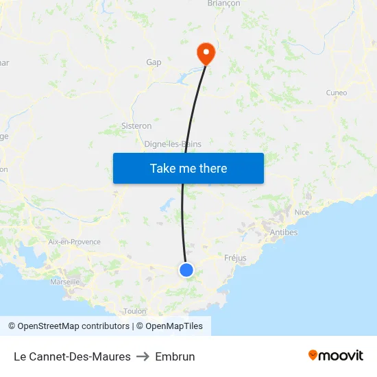Le Cannet-Des-Maures to Embrun map