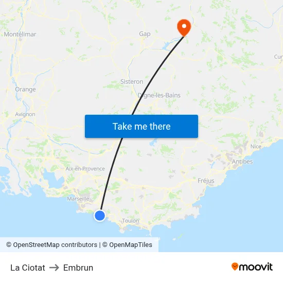 La Ciotat to Embrun map