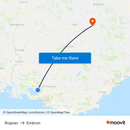 Rognac to Embrun map