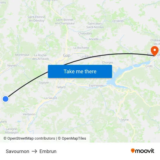 Savournon to Embrun map