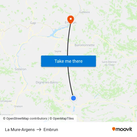 La Mure-Argens to Embrun map