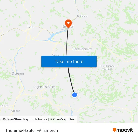 Thorame-Haute to Embrun map
