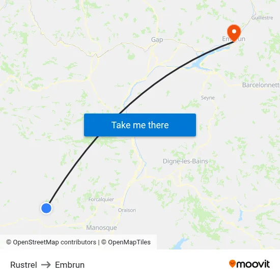 Rustrel to Embrun map