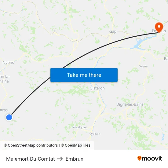 Malemort-Du-Comtat to Embrun map